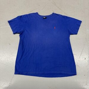 Polo Ralph Lauren Shirt Mens XL Solid Blue Small Pony Logo Crewneck Cotton Tee